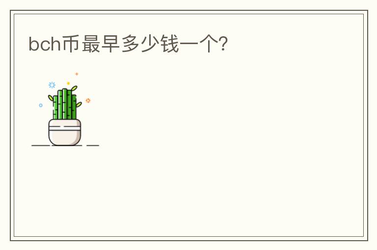 bch幣最早多少錢一個(gè)？