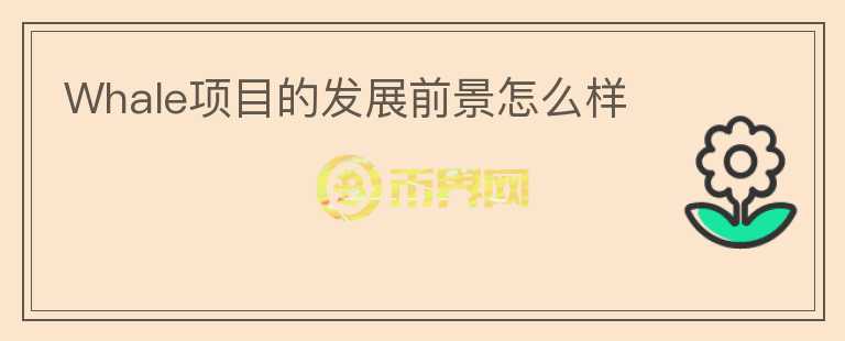Whale項目的發(fā)展前景怎么樣