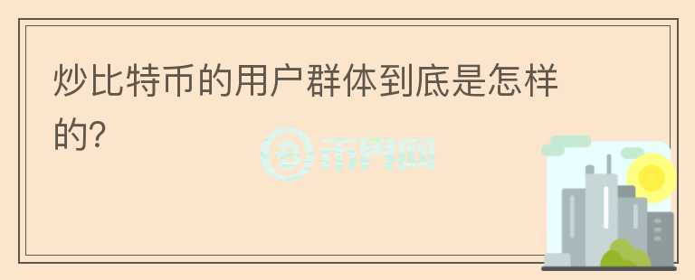 炒比特幣的用戶群體到底是怎樣的？