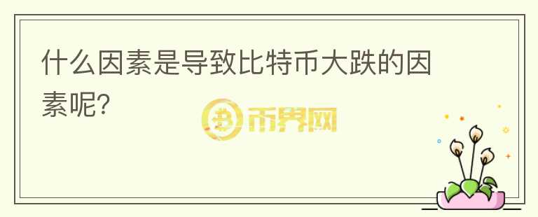 什么因素是導致比特幣大跌的因素呢？