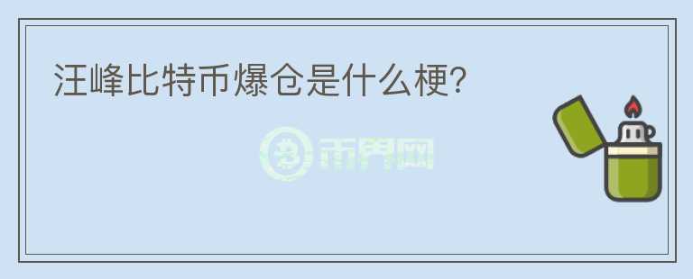 汪峰比特幣爆倉是什么梗？