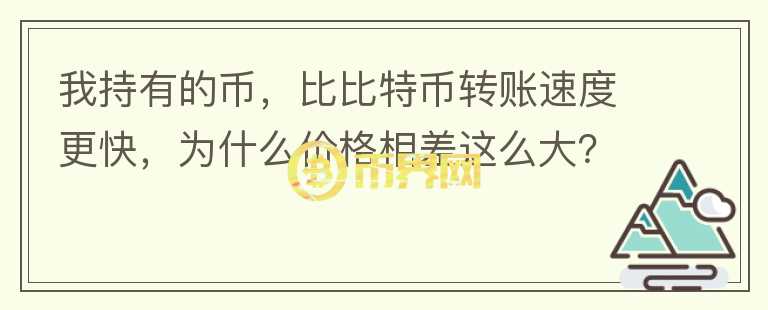 我持有的幣，比比特幣轉(zhuǎn)賬速度更快，為什么價格相差這么大？