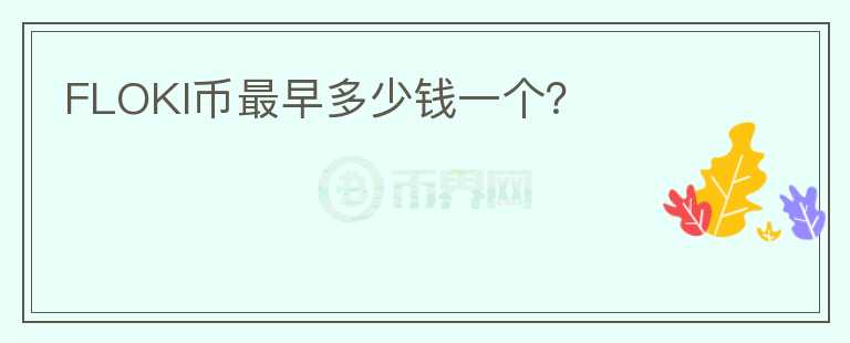 FLOKI幣最早多少錢一個？
