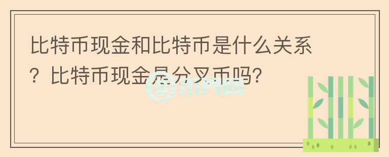 比特幣現(xiàn)金和比特幣是什么關(guān)系？比特幣現(xiàn)金是分叉幣嗎？