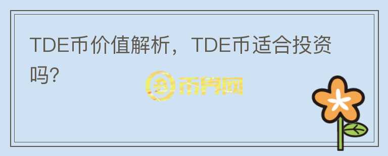 TDE幣價(jià)值解析，TDE幣適合投資嗎？