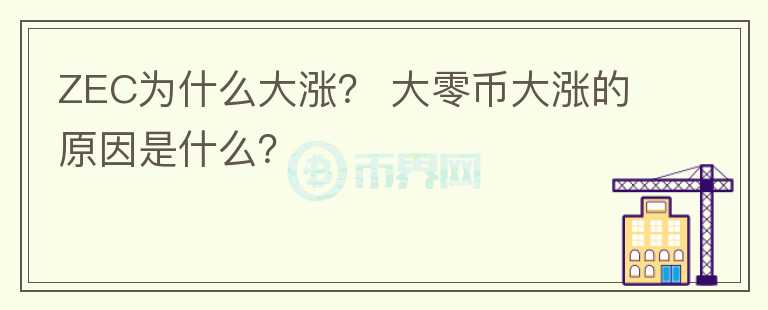 ZEC為什么大漲？ 大零幣大漲的原因是什么？
