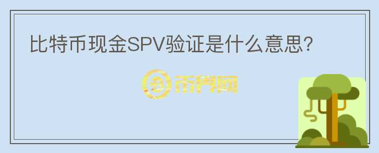 比特幣現(xiàn)金SPV驗證是什么意思？