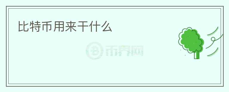 比特幣用來干什么