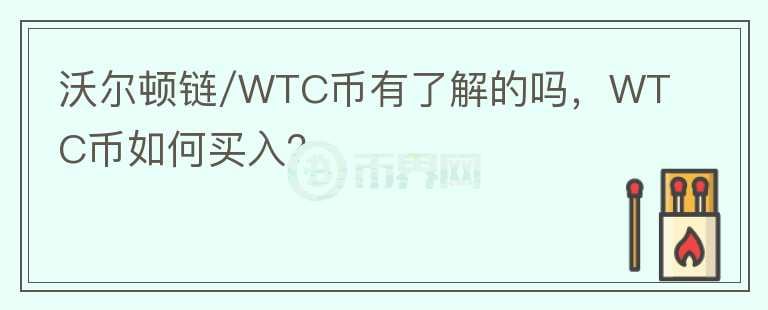 沃爾頓鏈/WTC幣有了解的嗎，WTC幣如何買入？