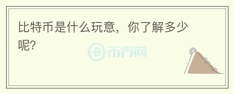 比特幣是什么玩意，你了解多少呢？